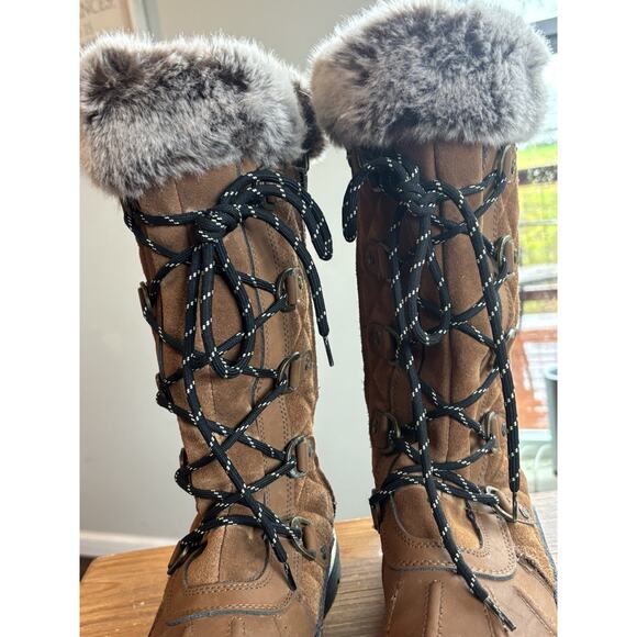 Bear Paw Women’s Leather Waterproof Mid Calf Boot Sz 11 NWOT Brown Lace Up Zip - Picture 3 of 10